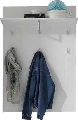 Produktbild von Garderobenpaneel - Weiß Hochglanz - 80 x 119 cm - mit Hutablage
