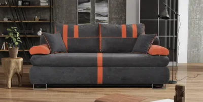 Zdjęcie produktu dla Dwuosobowa nowoczesna sofa tapicerowana, obita tkaniną, kolor czarny
