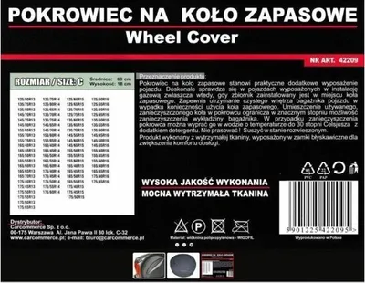 Zdjęcie produktu dla Pokrowiec Na Koło Zapasowe Rozmiar C
