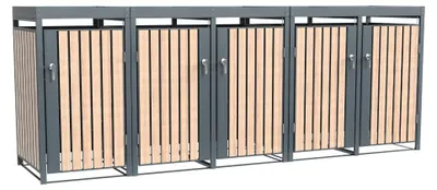 Produktbild von Westmann Metall Mülltonnenbox Planta 5x240 L Mülltonnenbox mit Pflanzdach 84x332x124 cm