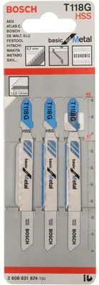 Immagine prodotto di Lama per seghetto alternativo T 118 G Basic per metallo, confezione da 3 pz