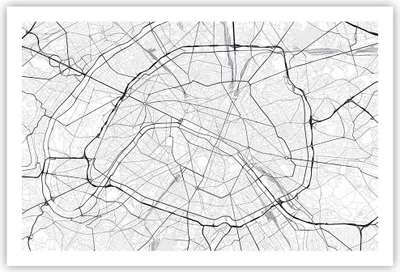 Produktbild von Poster - Poster ohne Rahmen - Stadt Karte Paris - 91,5x61 cm - Wand Bild - Wanddeko - Wandbilder - Kunstposter - Wandposter - Bilder - Kunstdruck - Wanddekoration - Wandbild - P2XAA91x61-4868