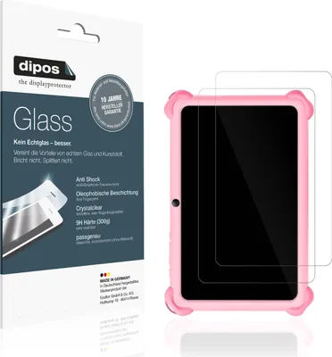 Produktbild von 2x Schutzfolie für zcobro Kinder Tab 10 Zoll - Anti-Shock 9H Folie dipos Glass Kunststoffglas