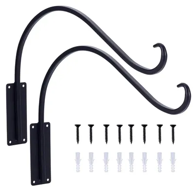 Pflanzenhaken-Set 2er, Eisen, Schwarz, 420x283mm, schwerlast
