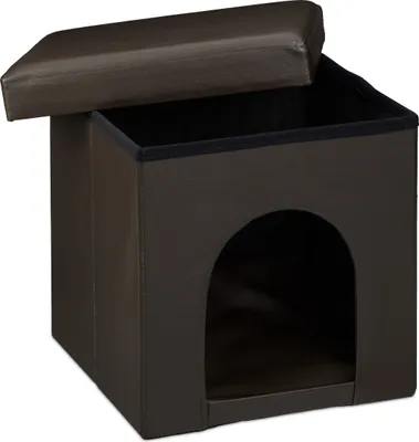 Obrázok produktu pre 2-dielna sada Home Sweet Hund Deluxe XL, prepravka pre psov v hnedej farbe, podsedák s úkrytom pre zvieratá, dvojitá miska s nastaviteľnou výškou, kŕmna stanica