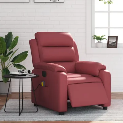 Produktbild von "2026 Promotion" Massagesessel Elektrisch - Fernsehsesel - Weinrot Kunstleder - Couchsessel CC11179