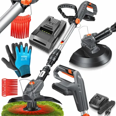 Produktbild von MASKO® Akku-Rasentrimmer mit 20 V Li-Akku, 2,0 Ah Akku und Ladegerät, Motorsense 26 cm Schnittkreis, 180° Trimmwinkel, Teleskop-Stiel & Zusatzhandgriff, inkl. 20 Messer Kunststoffklinge