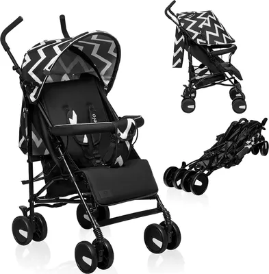 Produktbild von Unyqoos® Leichter Buggy Elia – faltbarer Kinderbuggy, 7 kg, für 6–36 Monate (bis 15 kg), Mückennetz, Fußsack, Schwenkverriegelung, Fußbremse, Schieberhöhe 105 cm