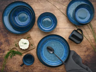 Produktbild von CreaTable, 21549, Nordic Fjord Blue, Kombiservice 30-tlg, Steinzeug