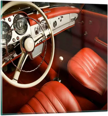 Produktbild von Bilder auf glas - Auto Innenraum Klassisch - 70x70cm - Glasbilder - Wandbilder - Kunstdruck - zum Aufhängen bereit - Wanddekoration aus Glas - Glas Bilder - Wandbild auf Glas - GAC70x70-0149