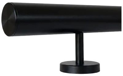 Produktbild von TIBU Handlauf Edelstahl Geländer Ø42,4 Schwarz 30-600 cm Wandhandlauf Treppe gerade Edelstahlhalter, Variante Länge 350 cm mit 4 Halter und  gerade Kappe