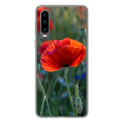 Produktbild von MuchoWow® Handyhülle Schutzhülle Hülle für Huawei P30 Bunte Mohnblumen in den Niederlanden Silikon Softcase Handy Hülle - Kartenbesitzer