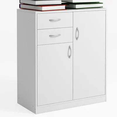 Zdjęcie produktu dla Komoda nowoczesna z szufladami i półkami loft biała skandynawski drzwi 74cm