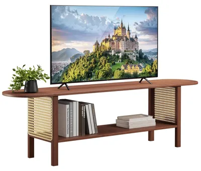 Zdjęcie produktu dla Szafka RTV - Stolik pod telewizor - 140 cm - Bambus - Naturalny