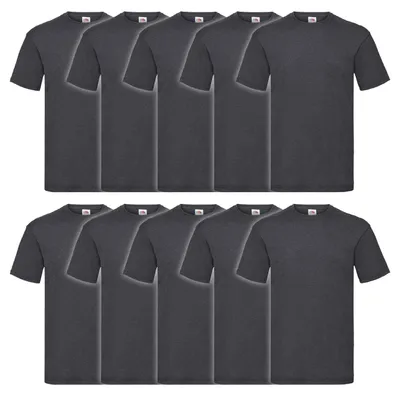 Produktbild von 10er Pack Fruit of the Loom Valueweight T-Shirt Farbe: dunkelgrau meliert Größe: XL