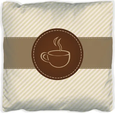 Produktbild von Wallario Premium Kissen, weiche Oberfläche, mit Motiv Kaffee-Menü - Logo Symbol für Kaffee, Größe: 30 x 30 cm, mit weißer Rückseite