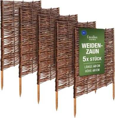 Produktbild von Creative Home Beeteinfassung Weide Weidenzaun 5er Set | 60 x 60 cm (+/- 1 cm)