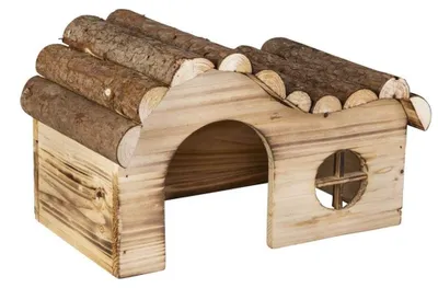 Obrázok produktu pre Príslušenstvo pre hlodavce - Prírodný domček pre hlodavce so zahnutou strechou - cca 29 x 18 x 18 cm