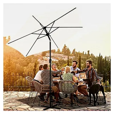 Produktbild von Sonnenschirm Beige Ø 270 cm mit Kurbel | Ampelschirm Gartenschirm UV-Schutz 50+ Aluminium | Kurbelschirm wasserdicht