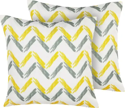 Produktbild von BELIANI Gartenkissen 2er Set bunt 45 x 45 cm aus Polyester mit Zick Zack Muster Quadratisch Garten/ Balkon /Terrasse modernes Design