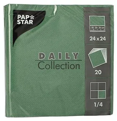 Produktbild von 400 Servietten "DAILY Collection" 1/4-Falz 24 cm x 24 cm dunkelgrün
