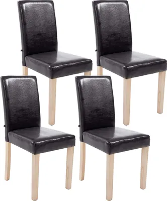 Produktbild von TPFLiving 4er Set Esszimmerstuhl Ines Kunstleder Gestell Holz Natura braun
