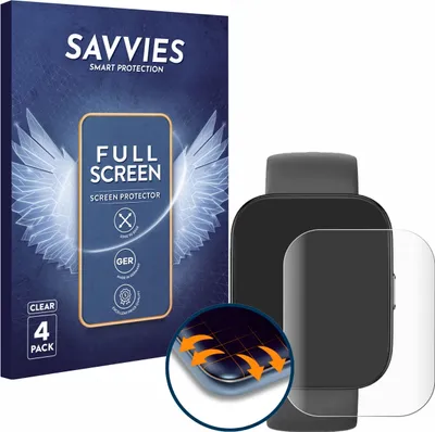 Produktbild von 4x Savvies Fullscreen Schutzfolie für Huami Amazfit Bip 5 Displayschutz Folie Fullcover Klar Transparent