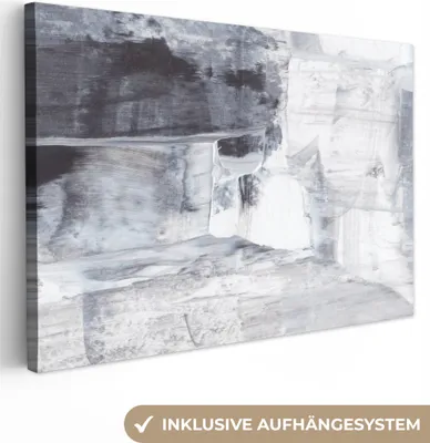 Produktbild von MuchoWow® - Leinwandbilder - Kunst - Farbe - Weiß - Schwarz - Grau, Wandbild, Wanddeko Bilder Wohnzimmer, 120x80 cm