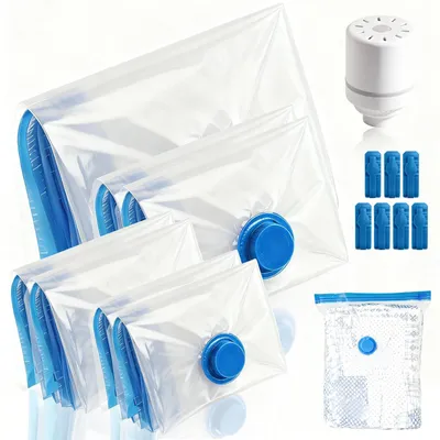 Vakuumbeutel-Set mit Pumpe, 7-tlg., für Kleidung & Reisen