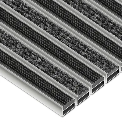 Produktbild von Aluminium Fußmatte mit Textil-Gummieinlage, Clean Ryps-Rubber, 100x80 cm, schwarz, Höhe 22 mm