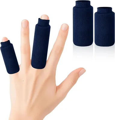 Produktbild von Finger Kühlpad Gel 2er Set, wiederverwendbares Kälte & Wärme Pad für Daumen und Finger, flexible Fingerbandage mit Gel, 2 Größen für Gelenke