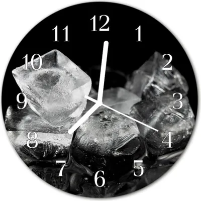 Produktbild von Glasuhr Wanduhr Küchenuhr Echt-Glas 30fi cm Eiswürfel schwarz-weiß