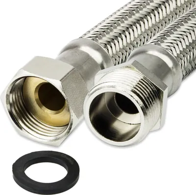Produktbild von AWM Edelstahl Flexschlauch (DN19) 1" ÜM x 1" AG - 110 cm Armaturn Panzerschlauch Sanitär Hauswasserwerk