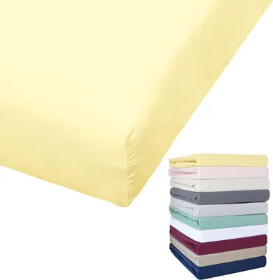 Produktbild von Bierbaum Jersey Spannbettlaken 27cm Steghöhe 90x190-100x200 / 140-160x200 / 180-200x200 cm Grau Gelb Weiß Grün Blau, Farbe:Gelb, Größe:140x200cm Spannbettlaken
