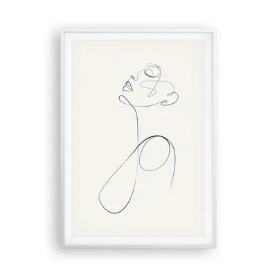 Produktbild von Gerahmtes Poster - Weißer Rahmen - Linie Linie Frau - 70x100 cm - Wand Bild - Wanddeko - Wandbilder - Kunstposter - Wandposter - Bilderrahmen - Bilder - Kunstdruck - Wanddekoration - P2WPA70x100-5112
