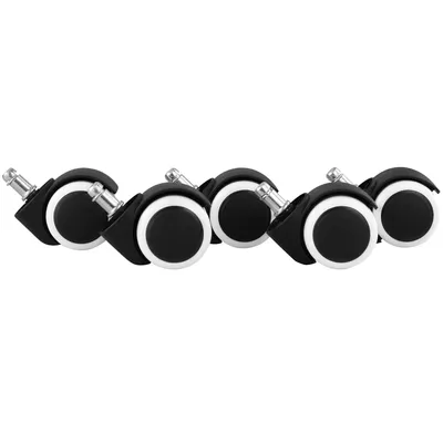 Produktbild von AMSTYLE 5er Set leichtgängige Hartbodenrollen für Bürostuhl 11 mm Stift / Durchmesser 50 mm Weiße Premium Bürostuhlrollen Dreh-stuhlrollen