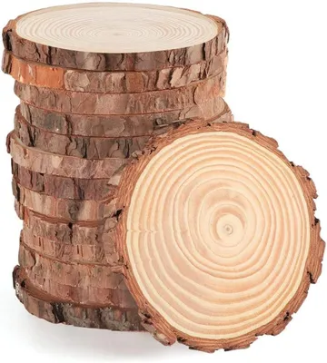 Produktbild von Holzscheiben rund, 12-14 cm Durchmesser, 10 Stück, natürliche Holzscheiben für DIY