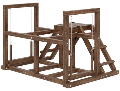 Productafbeelding van PawHut kippen speelstructuur, hout, met kippenstangen, schommel, ladder, platforms