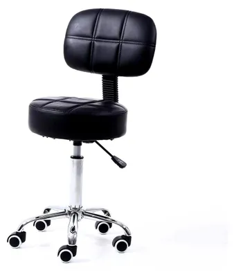 Produktbild von Rollhocker mit Rückenlehne, höhenverstellbar von 50-64 cm, Kunstleder, Schwarz