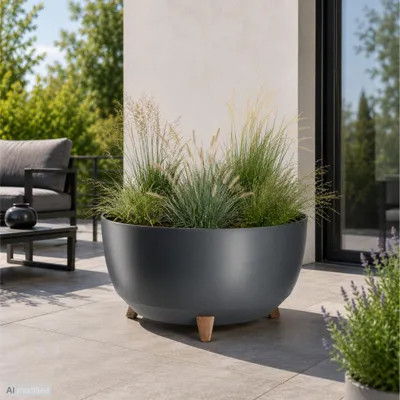 Produktbild von Milano Dekorativer Blumentopf mit Füßen anthrazit XL