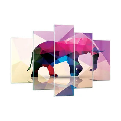 Produktbild von Bilder auf glas - Elefanten Illustration Bunt - 150x100cm - Glasbilder - Wandbilder - Kunstdruck - zum Aufhängen bereit - Wanddekoration aus Glas - Glas Bilder - Wandbild auf Glas - GEA150x100-2807