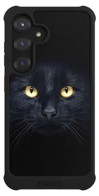 Produktbild von NIVOCASE Hülle für Samsung Galaxy S25  Stoßfeste Handyhülle NIVOmax Case Schwarz Auge Katze schwarz