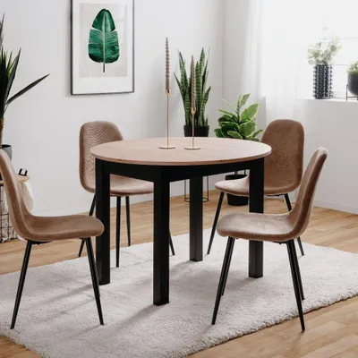 Immagine prodotto di Tavolo rotondo allungabile Coburg100 100x100x76H colore quercia e nero