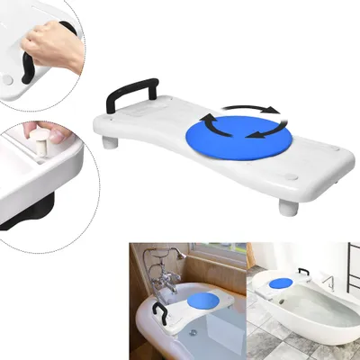 Obrázek produktu pro XINZI Sedátko do vany s otočným diskem pro seniory, deska do vany na sezení, deska do vany z plastu, židle do koupelny, s černou rukojetí