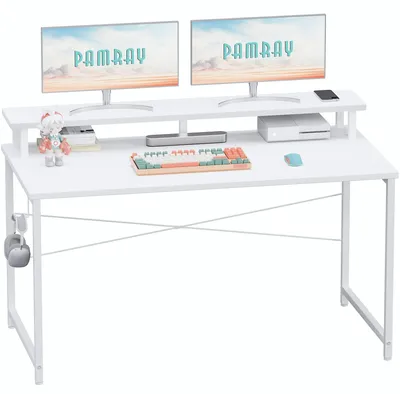 Computerbureau 120 cm mit Monitorstandaard, weiß