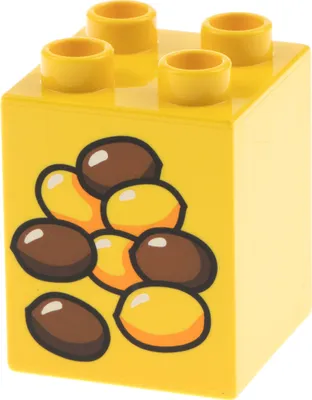 Produktbild von 1x Lego Duplo Motiv Bau Stein 2x2x2 gelb bedruckt Futter Körner 31110pb140