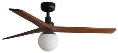 Zdjęcie produktu dla Energooszczędny wentylator sufitowy z oświetleniem i pilotem Klim M czarny orzech 125 cm