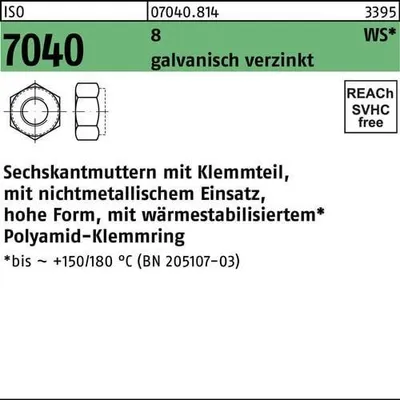 Produktbild von Reyher  Sechskantmuttern ISO 7040 8 M 8 vz Zn (1000 Stück)