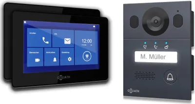 Image de Interphone-portier GOLIATH Basic 2 fils BUS | FullHD | App | 150° | 1 famille | Anthracite/Noir | Encastré | 2 x postes intérieurs