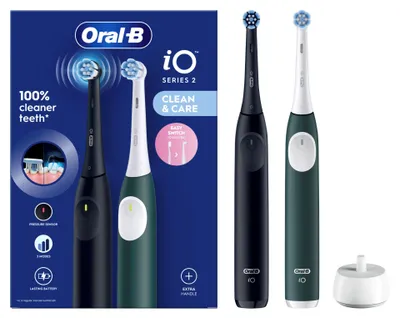 Image de Oral-B iO Series 2 Noir nuit/Vert forêt avec 2 brossettes